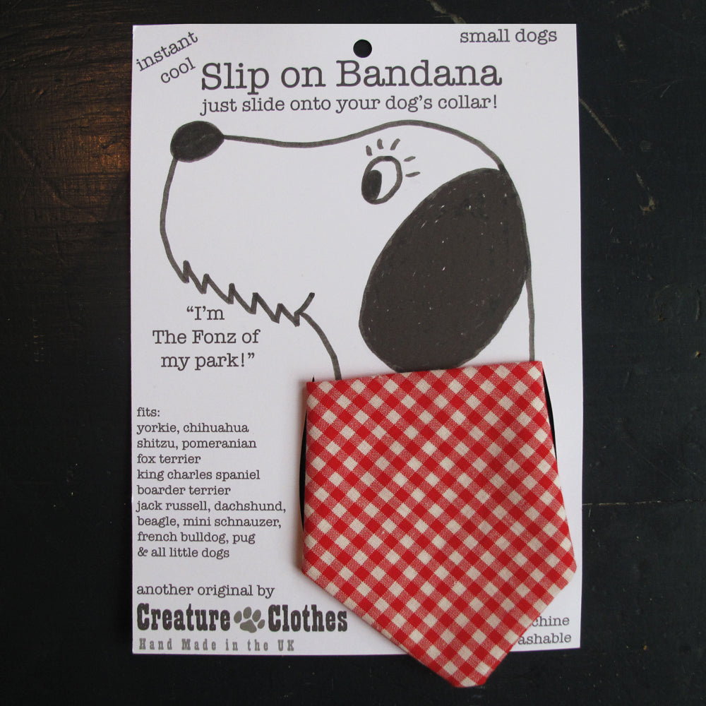 Creature Clothes Slip On Bandana Red Gingham Dog Bandanas Chelsea Dogs