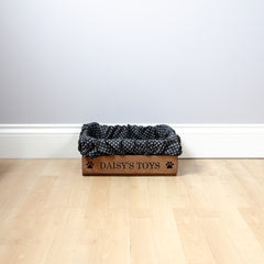 Personalised Wooden Dog Toy Box With Black Liner