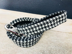 Mono Harris Tweed Black and White Dogtooth Designer Dog Collar