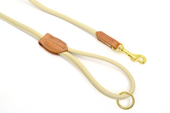 Dogs & Horses Soft Rolled Leather Leads Cream & Brass