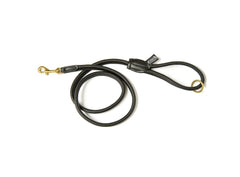 Dogs and Horses Luxury Narrow Rolled Leather Dog Lead Black