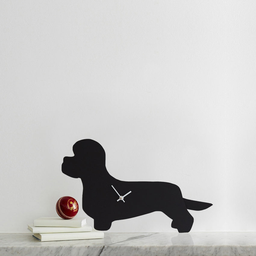 Black Dandie Dinmont Clock With Wagging Tail