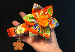 Marigold Floral Dog Collar with Detachable Flower