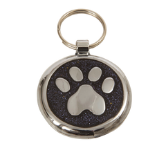 Black Glint Paw Print Small 20mm Designer Dog Tag Shimmer Range