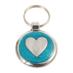 Azure Blue Heart Small 20mm Designer Dog Tag Shimmer Range