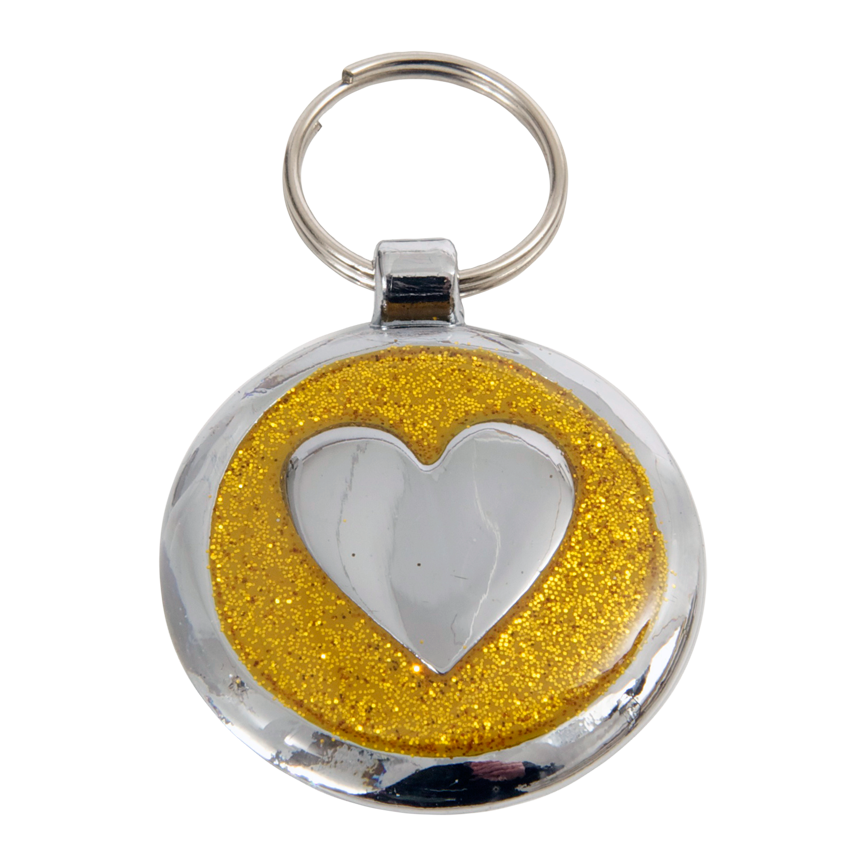 Luxury Designer Dog Tag Glitter Yellow Gold Heart Shimmer Range Pet ID Tag free engraving