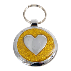 Luxury Designer Dog Tag Glitter Yellow Gold Heart Shimmer Range Pet ID Tag free engraving