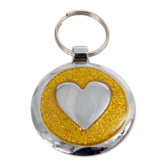 Luxury Glitter Yellow Gold Heart Designer Dog Tag Shimmer Range