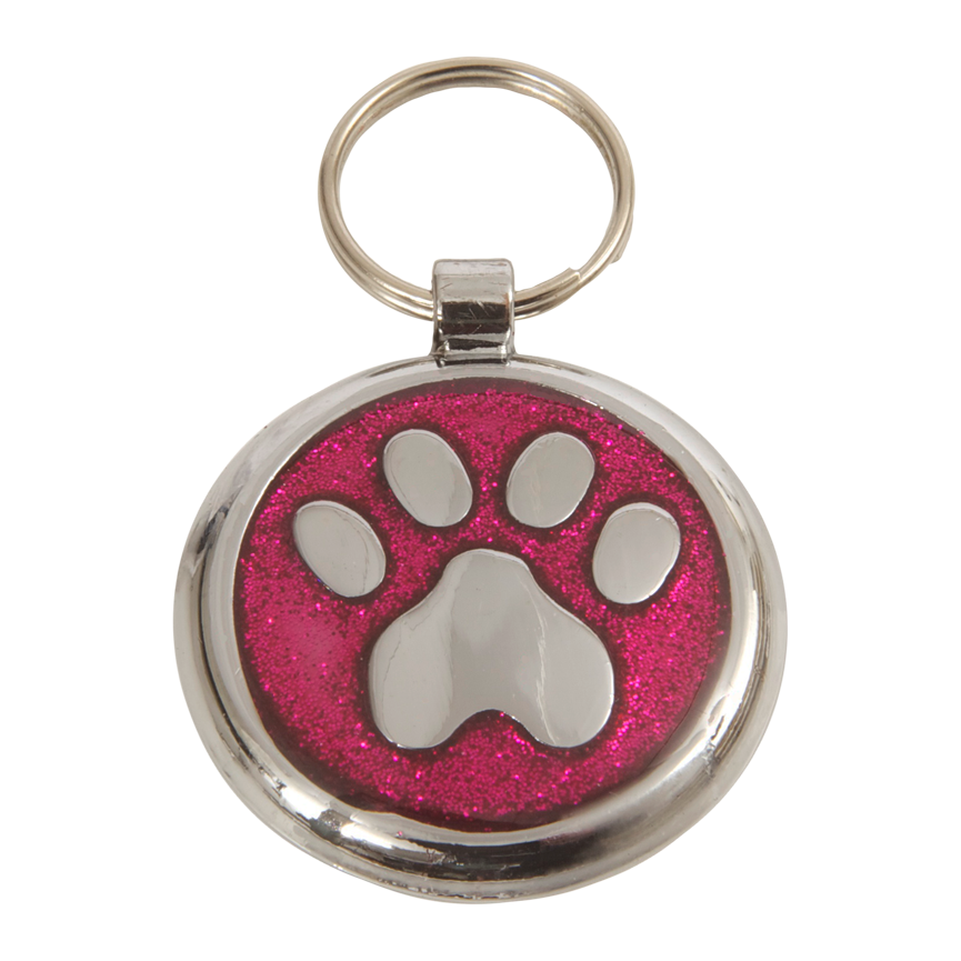 Deep Pink Paw Print Small 20mm Designer Dog Tag Shimmer Range