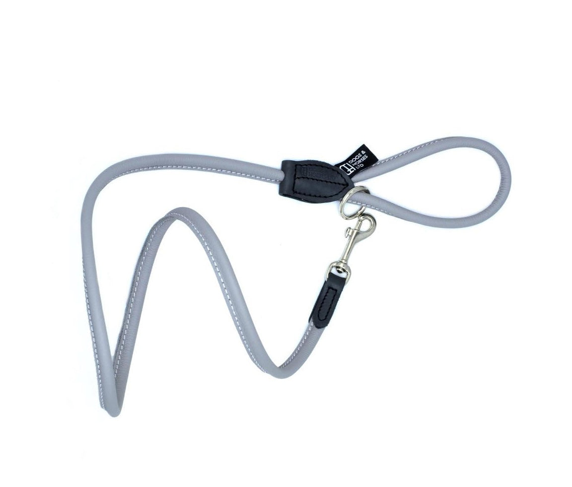Dogs & Horses Soft Rolled Leather Leads Grey