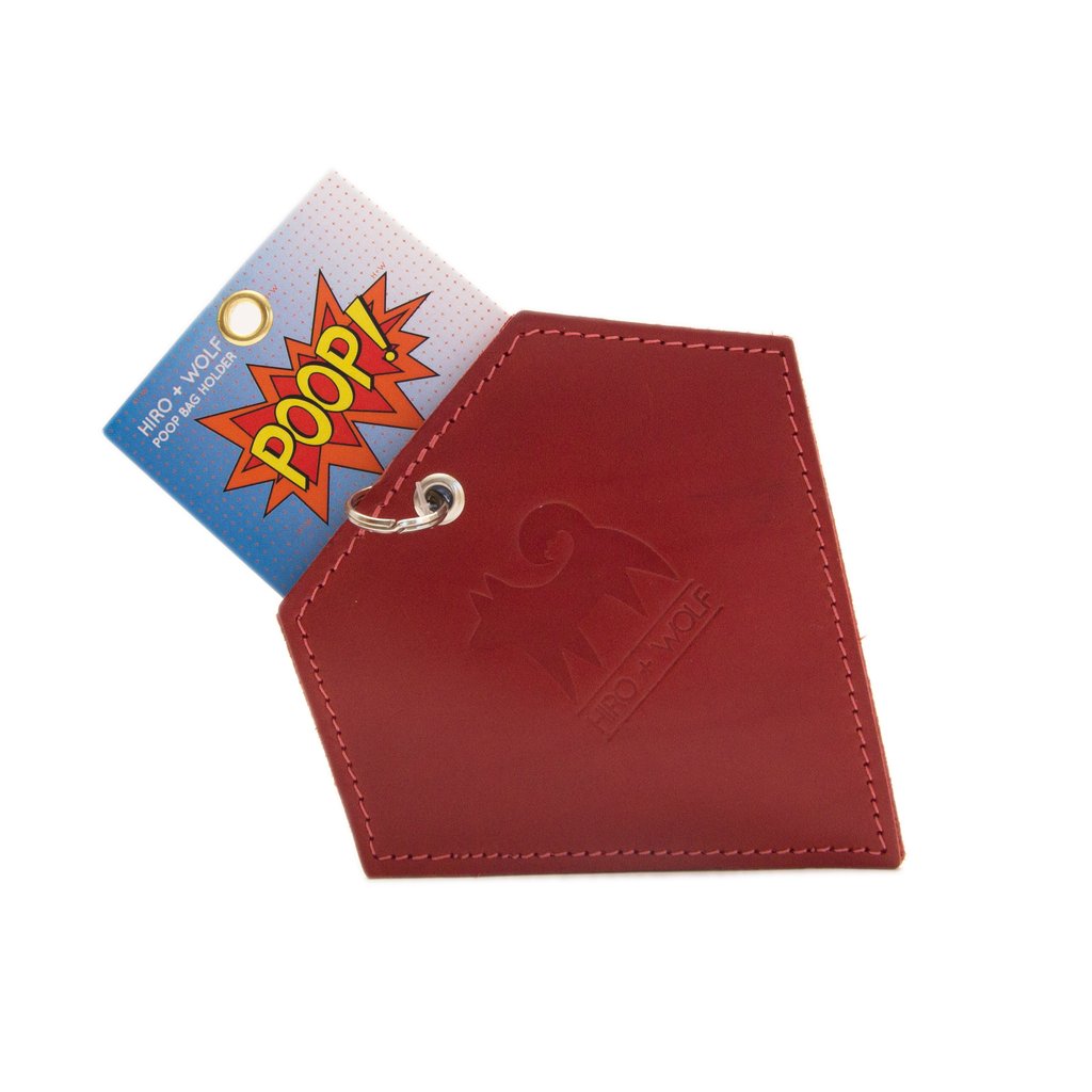Hiro And Wolf Diamond Cardinal Red Leather Poo Bag Pouch
