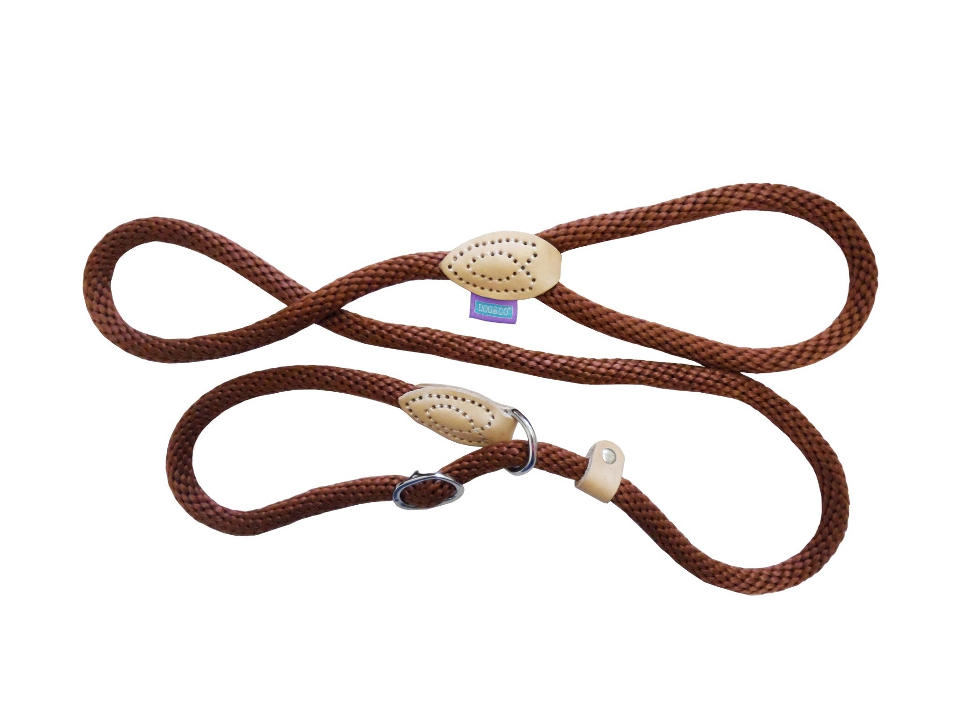 Soft Touch Rope Dog Slip Lead Brown by Hem And Boo