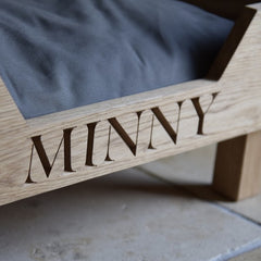 Personalised Solid Oak Dog Bed | The Oak and Rope Company
