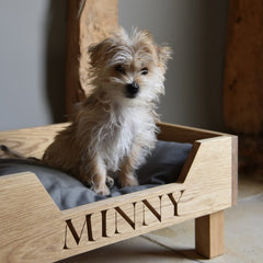 Personalised Solid Oak Dog Bed | The Oak and Rope Company