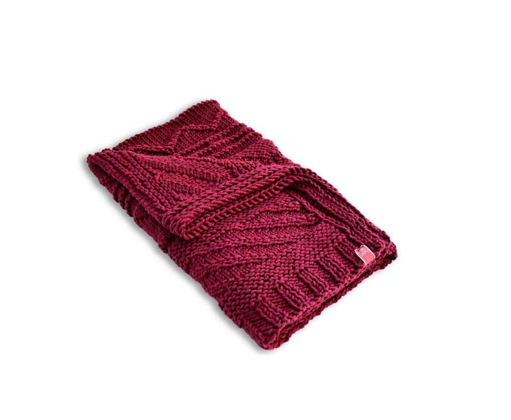 Wooldog Chunky Hand-Knitted Cornfield Pet Blanket Burgundy