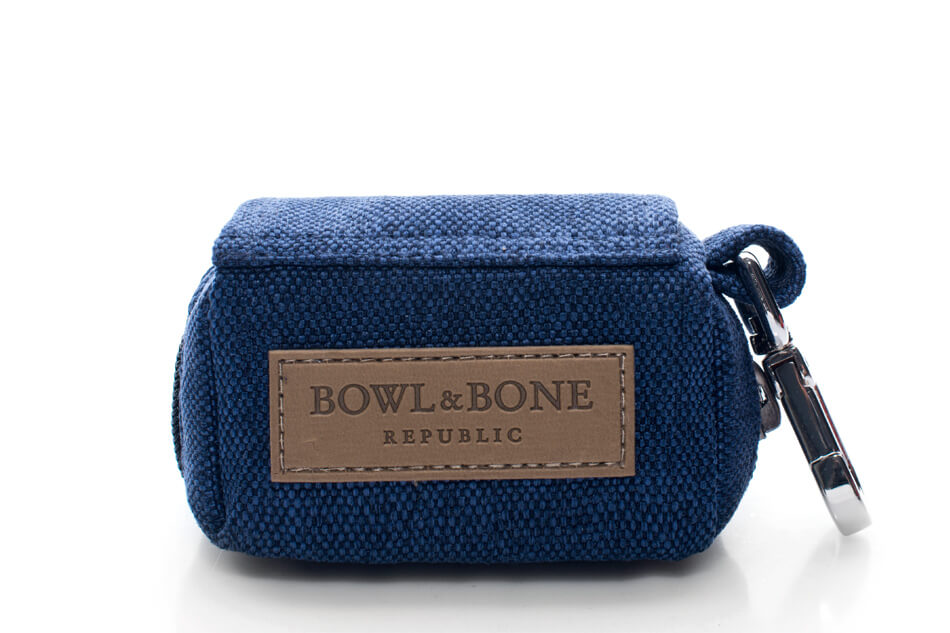 Bowl and Bone Mini Navy Blue Dog Poo Bag Holder