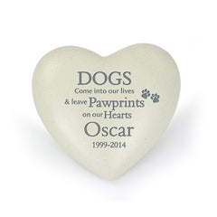 Dog Paw Prints Heart Personalised Memorial