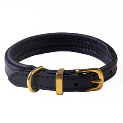 Dogs & Horses Luxury Padded Leather Dog Collar Black