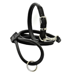 Dogs & Horses Rolled Leather Dog Collar and Lead Black With Chrome