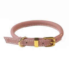 Dogs & Horses Rolled Leather Dog Collar and Lead Set Blush