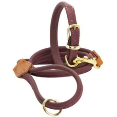 Dogs & Horses Rolled Leather Dog Collar and Lead Merlot