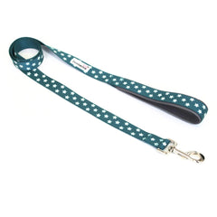 Doodlebone Adjustable Airmesh Dog Lead - Teal Stars Glow In The Dark