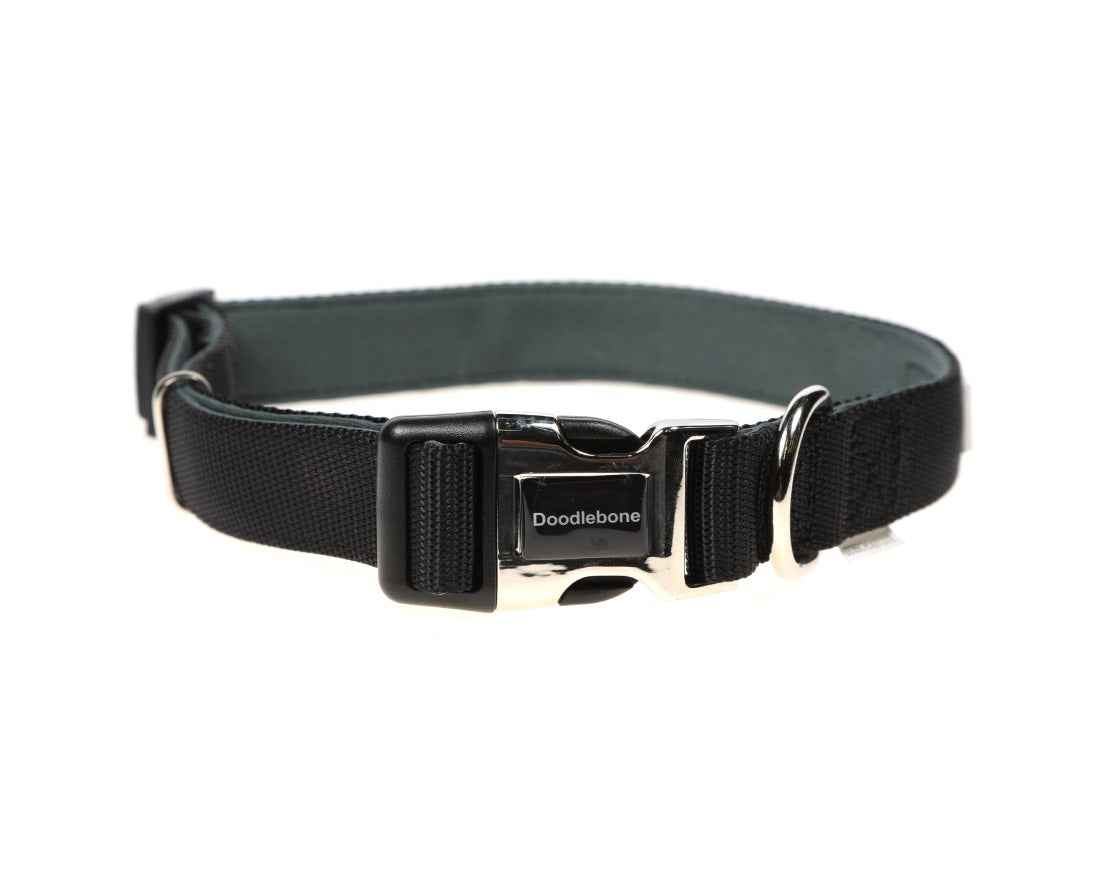 Doodlebone Originals Padded Dog Collar - Black Coal