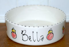 Personalised Ceramic Christmas Baubles Dog Bowls