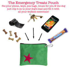 Pink Star On Green Cord Treats Pouch