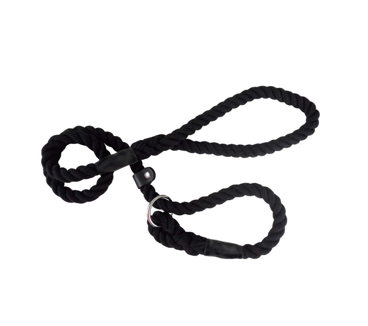 Black Cotton Mix Rope Slip Dog Lead by Hem And Boo