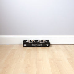 Personalised Black Wooden Double Dog Bowl Feeder