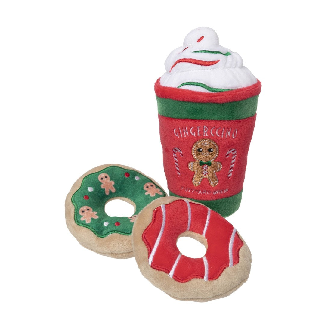 FuzzYard Gingerccino & Donuts 3 Pack Christmas Dog Toys