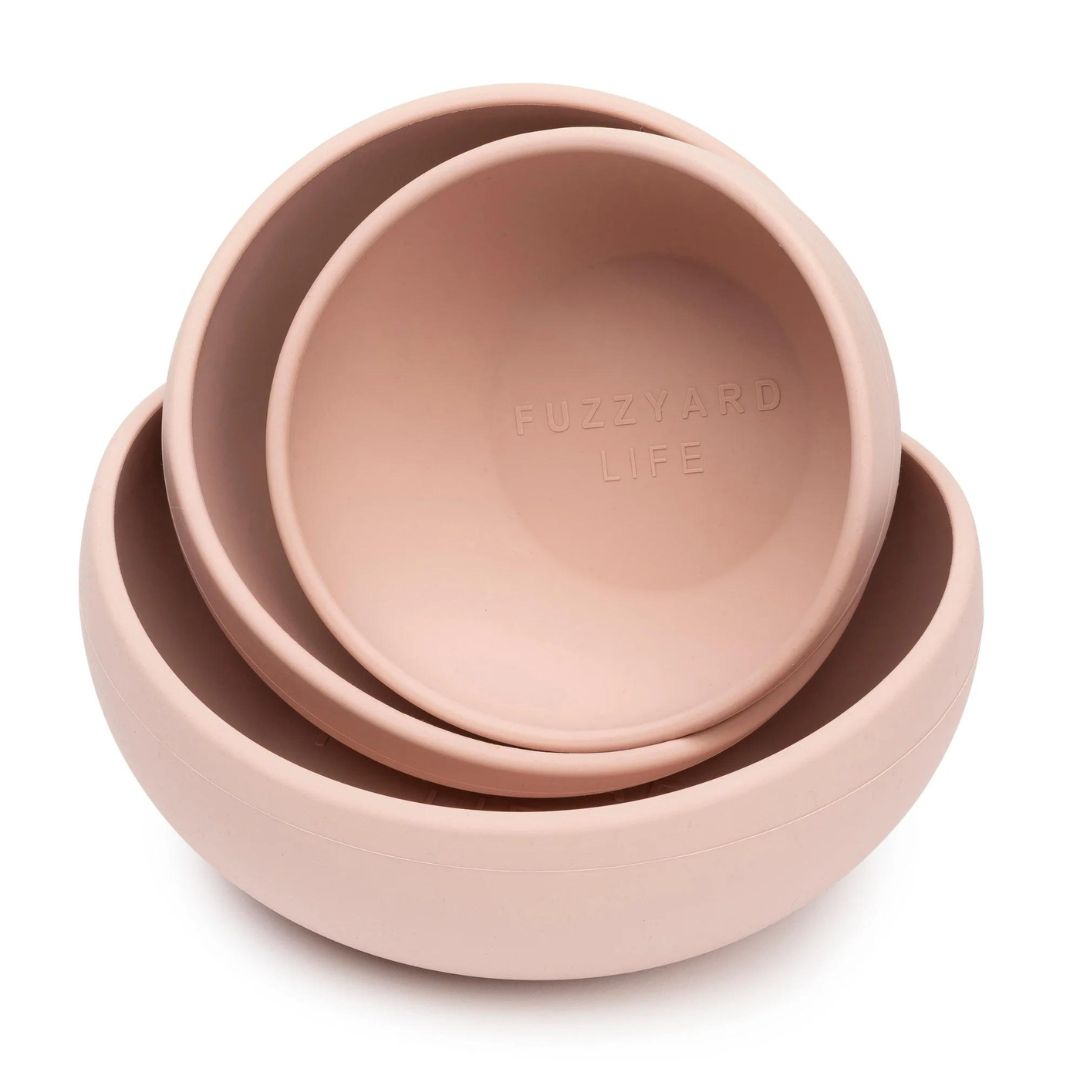 FuzzYard Life Silicone Dog Bowl In Soft Blush Pink