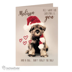 Personalised Rachael Hale 'All I Want For Christmas' Puppy Card