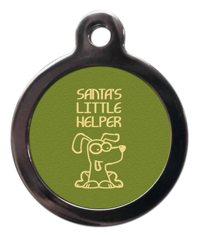 Green Santa's Little Helper Christmas Dog Tag