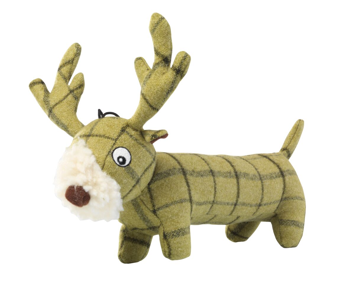 Green Tweed Long Stag Dog Toy by House of Paws 