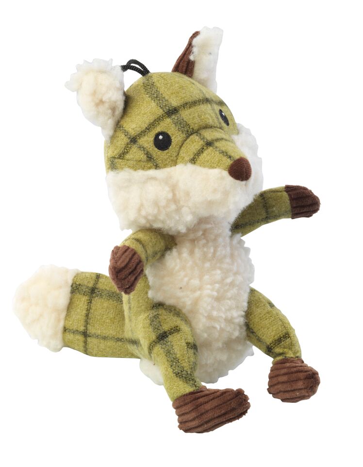 Green Tweed Plush Fox Dog Toy by House of Paws 