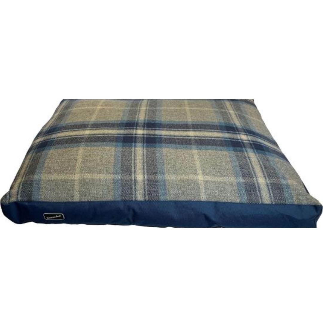 Grey and Blue Check Mattress Dog Bed | Hem and Boo