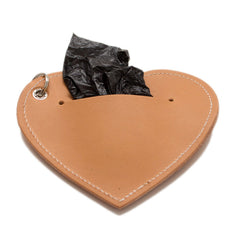 Hiro And Wolf Impala Tan Heart Leather Poo Bag Pouch
