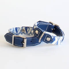 Hiro And Wolf Navy Blue Geometric Print Designer Dog Collars