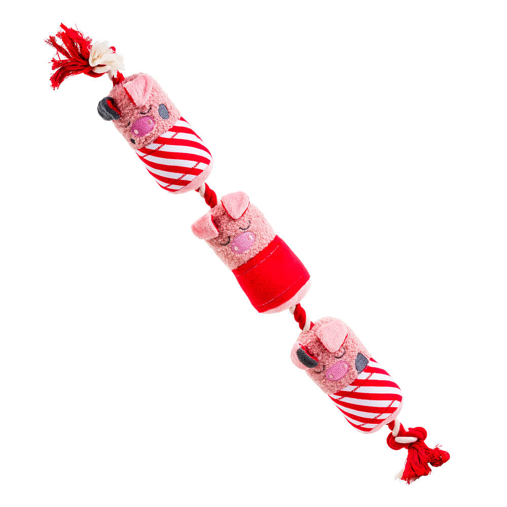 House of Paws Christmas Pigs in Blankets On Rope Dog Toy