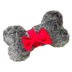 House of Paws Christmas Faux Fur Present Bone Dog Toy