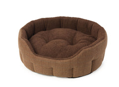 Brown Tweed Oval Snuggle Dog Bed by House of Paws