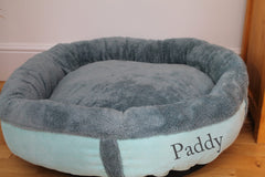 Personalised Turquoise Oceans Fleece Donut Dog Bed