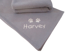 Large Personalised Fleece Pet Blanket Light Grey