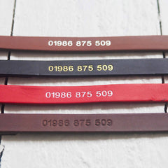 Personalised Phone Number Embossed Leather Dog Leads | Personalised Dog Leads