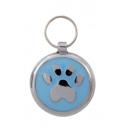 Luxury Light Blue Paw Print Small 20mm Designer Dog Tag | Pet ID Tags