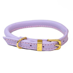 Dogs & Horses Rolled Leather Dog Collar and Lead Set Lilac
