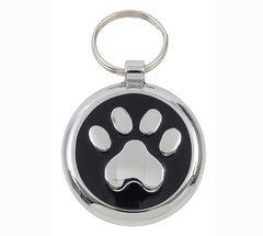 Luxury Black Paw Print Small 20mm Designer Dog Tag 