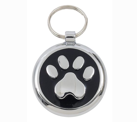 Luxury Black Paw Print Designer Dog Tag